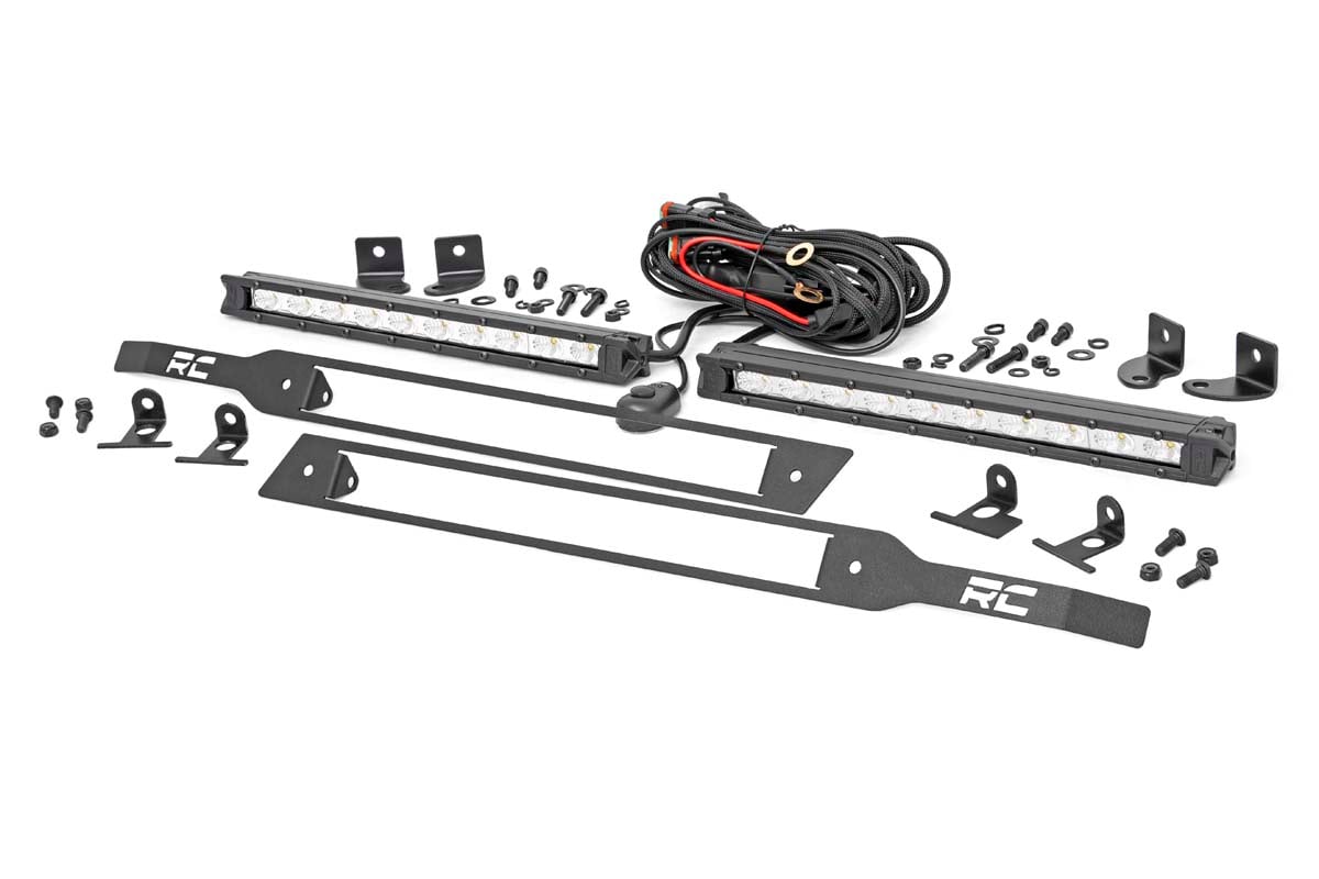 LED Light Kit | Grille Mount | 10" Chrome Slimline Pair | Chevy Silverado 1500 (19-22)